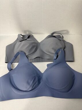 Knix Seamless V-Neck Bra XXXL  2-Pack Gray & Blue